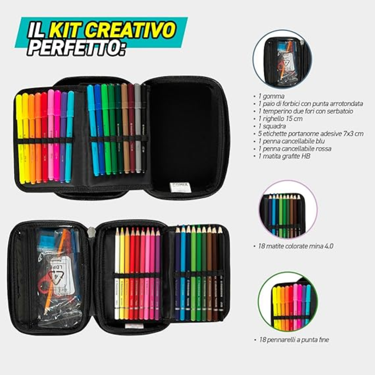 ASTUCCIO CORREDINO MAXI ZIP COMIX ART. 73795 TURCHESE GLITTER