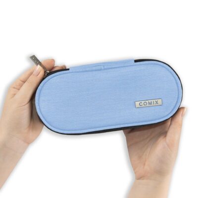 Astuccio Ovale Organizzato Lurex Azzurro Comix