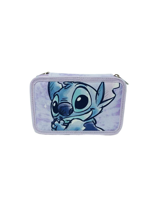 Astuccio Completo 3 Zip Disney Stitch Lilla