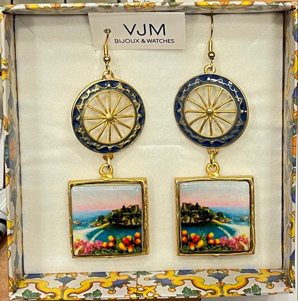ORECCHINI COLLEZIONE SICILIA PIASTRELLA IN CERAMICA