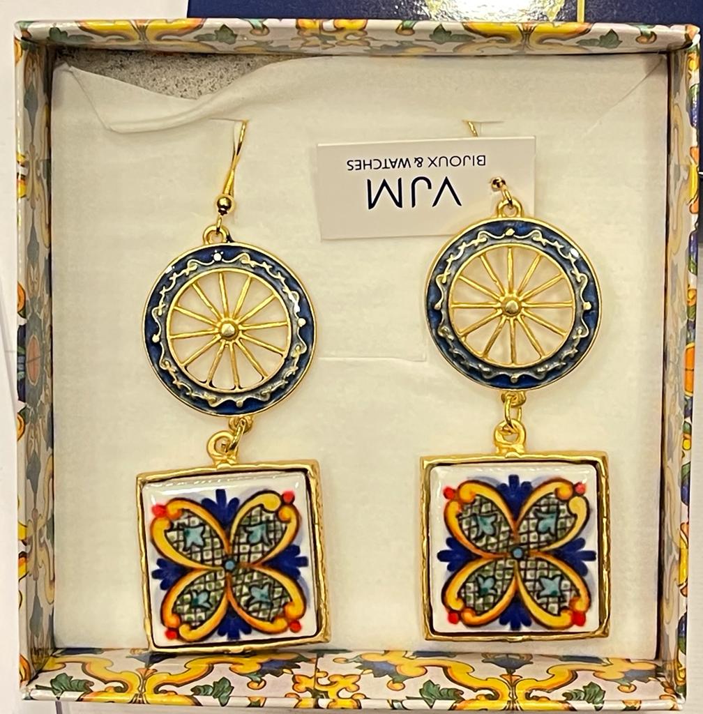 ORECCHINI COLLEZIONE SICILIA PIASTRELLA IN CERAMICA