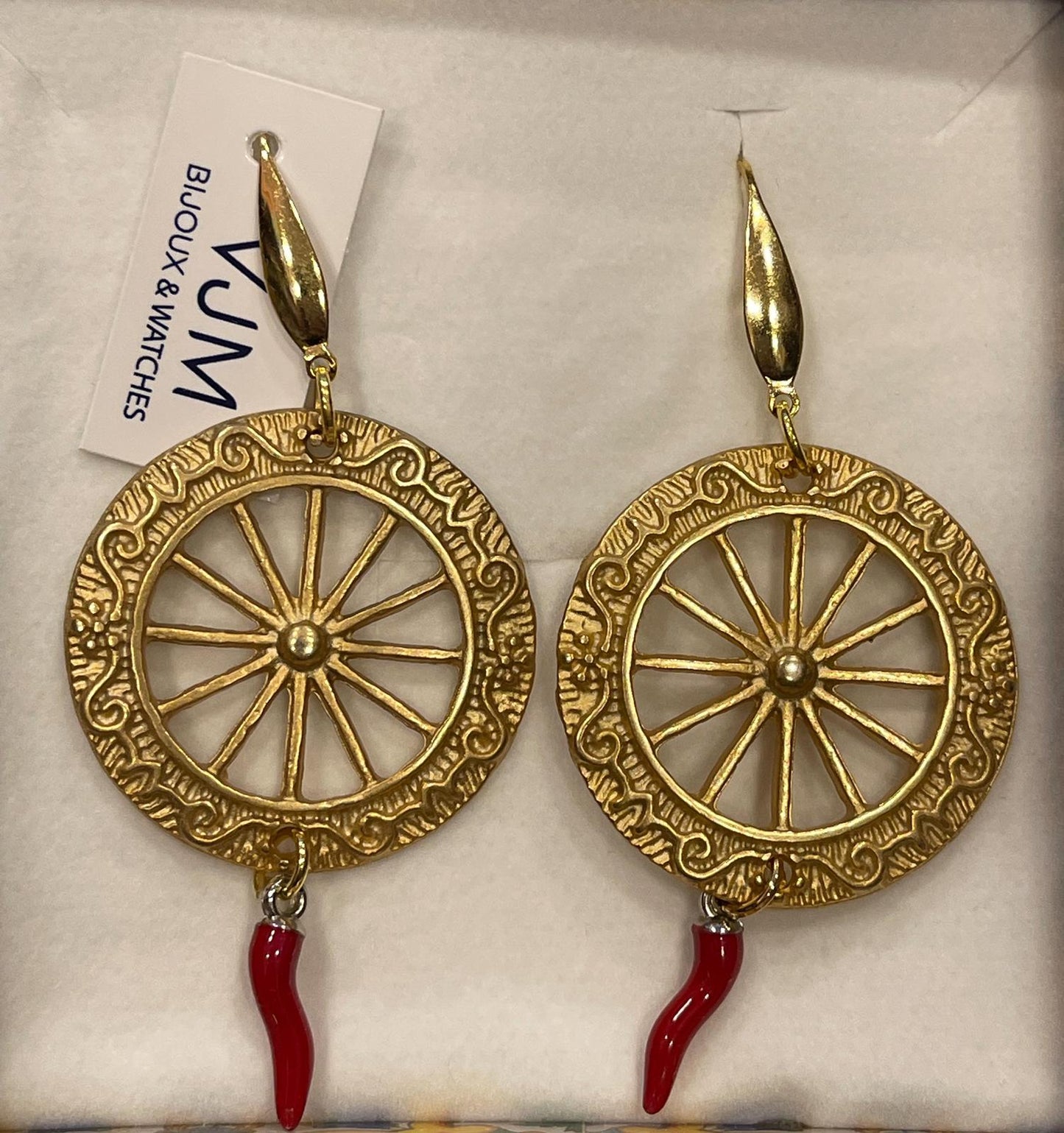 ORECCHINI COLLEZIONE SICILIA CON RUOTE BASE ORO E PIETRE