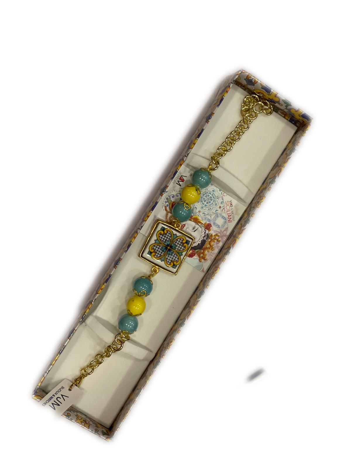 BRACCIALE COLLEZIONE SICILIA PIETRA LAVICA QUADRATA