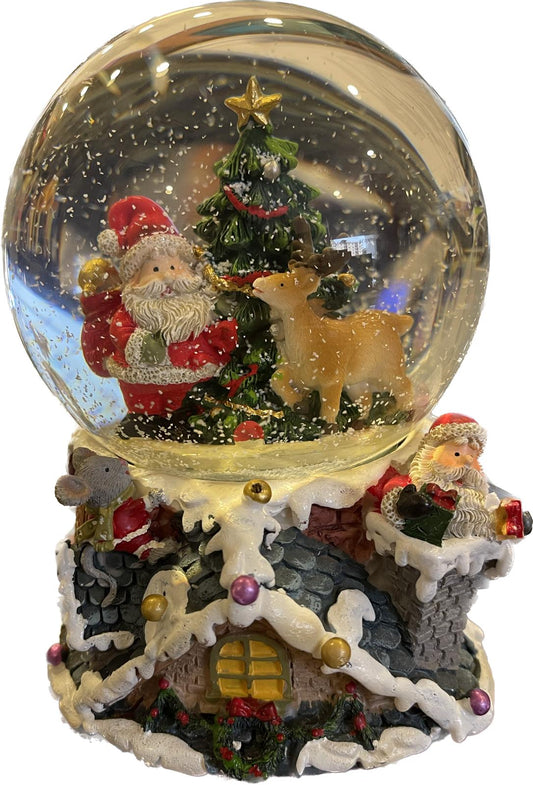 PALLA DI NEVE BABBO NATALE CARILLON D.10 CM.15H