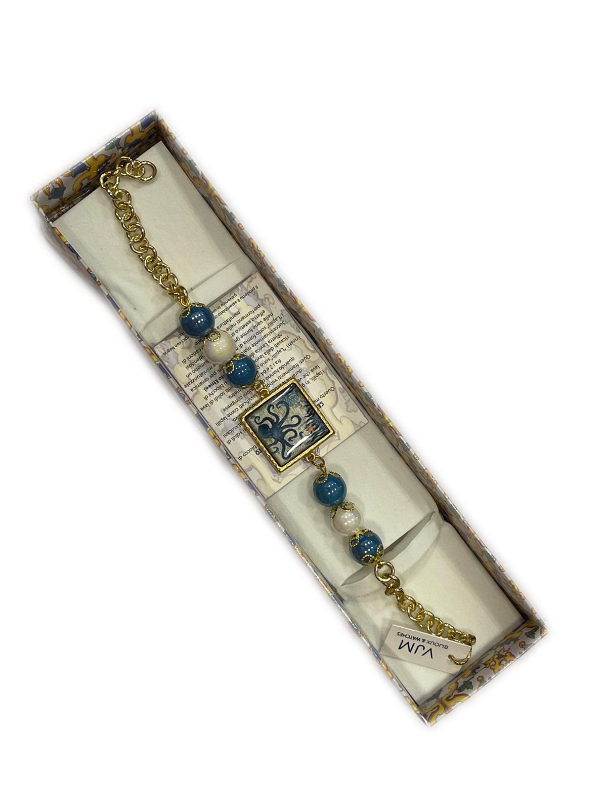 BRACCIALE COLLEZIONE SICILIA PIETRA LAVICA QUADRATA