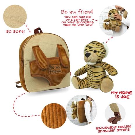 Mini Zaino Perletti Toy Con Pelouche Joe Tiger