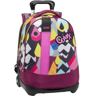 Zaino scuola trolley Comix Flash assortito con zaino staccabile