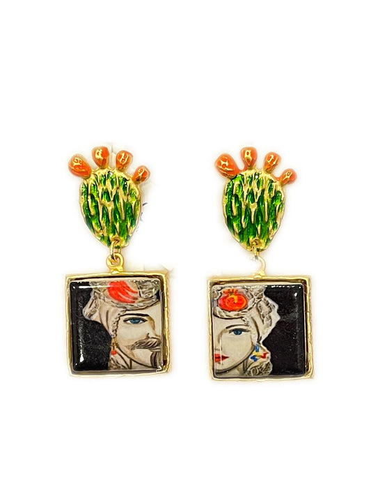 ORECCHINI COLLEZIONE SICILIA PIASTRELLA IN CERAMICA