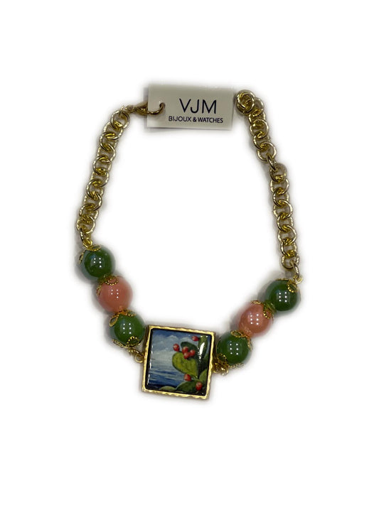 BRACCIALE COLLEZIONE SICILIA PIETRA LAVICA QUADRATA