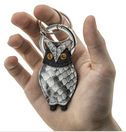Portachiavi in Vero Rettile a forma di Gufo Donna