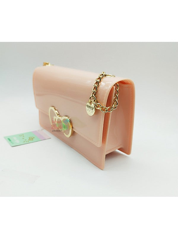 Mini Bag Borsa Vernice Tinta Unita Hello Kitty Lucida catena dorata