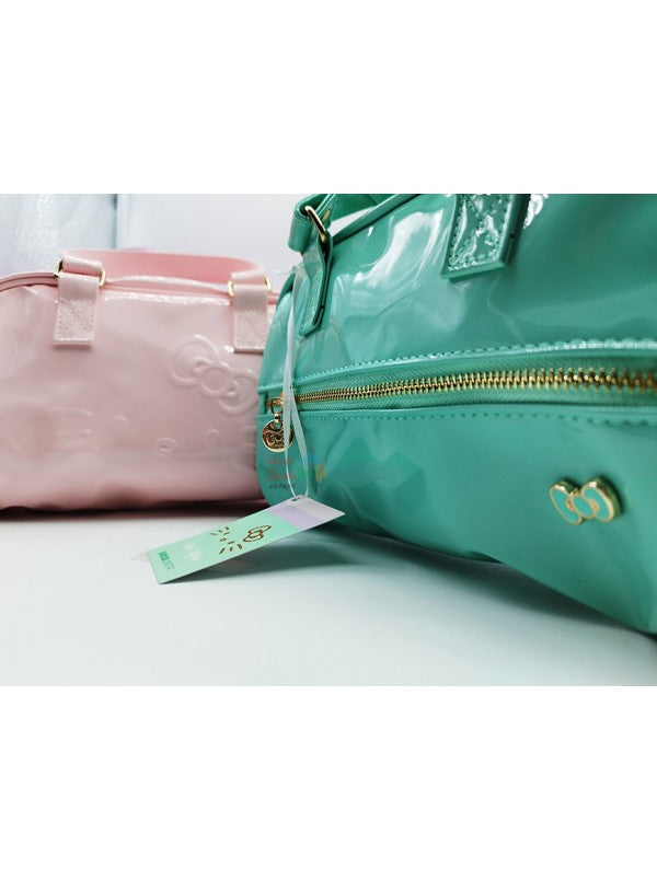Mini Bowling Bag Borsa Vernice Tinta Unita Hello Kitty Lucida con manico