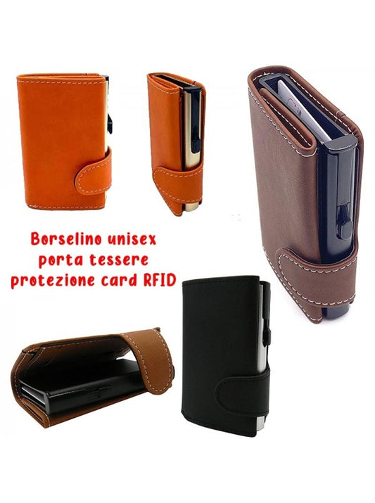 Portafoglio Borsellino uomo donna porta card Tessere Protezione RFID colori ass.