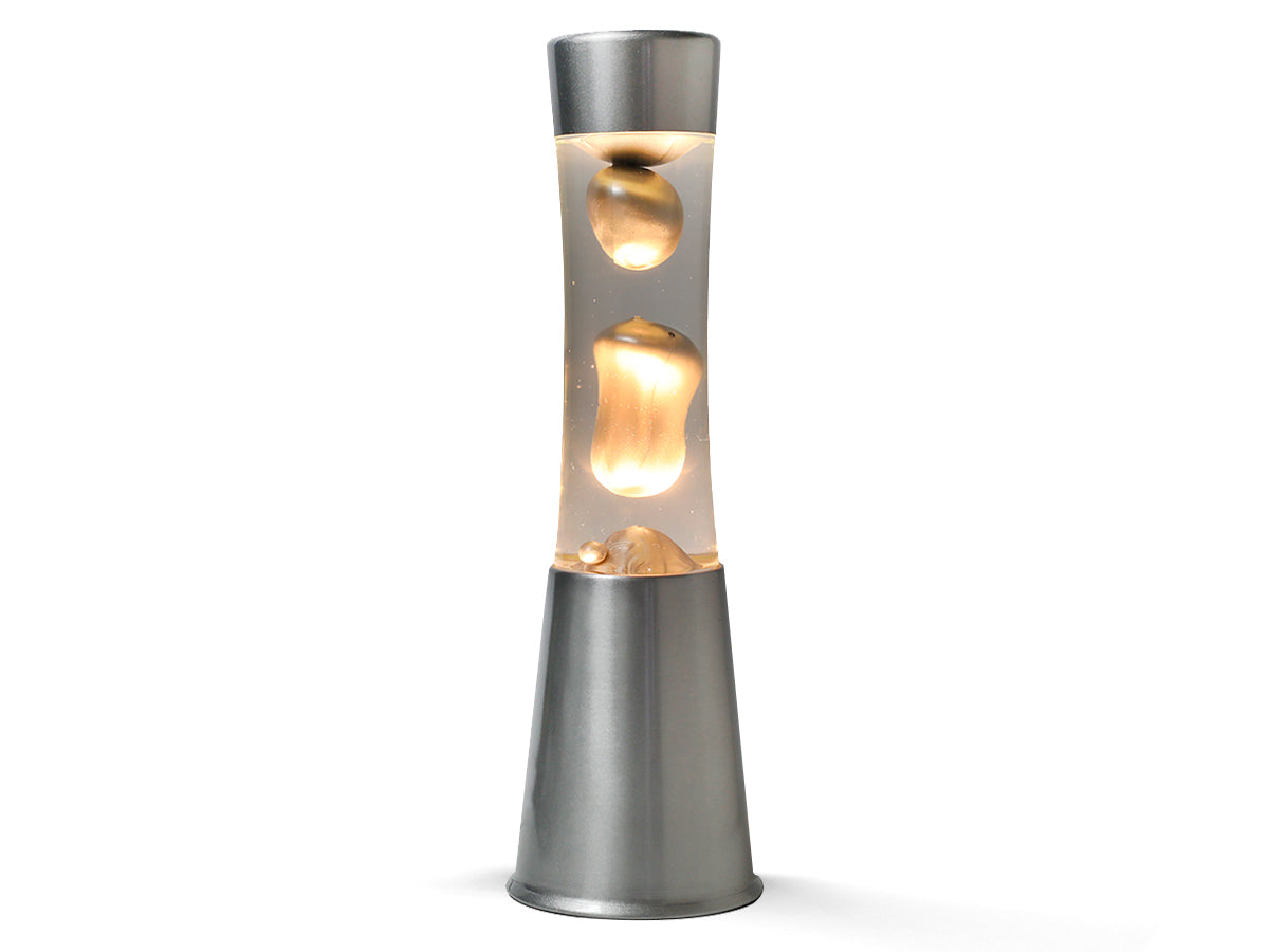 Lampada Lava base Silver liquido Rosa 30 cm