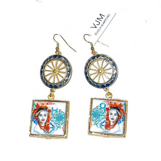 ORECCHINI COLLEZIONE SICILIA PIASTRELLA IN CERAMICA