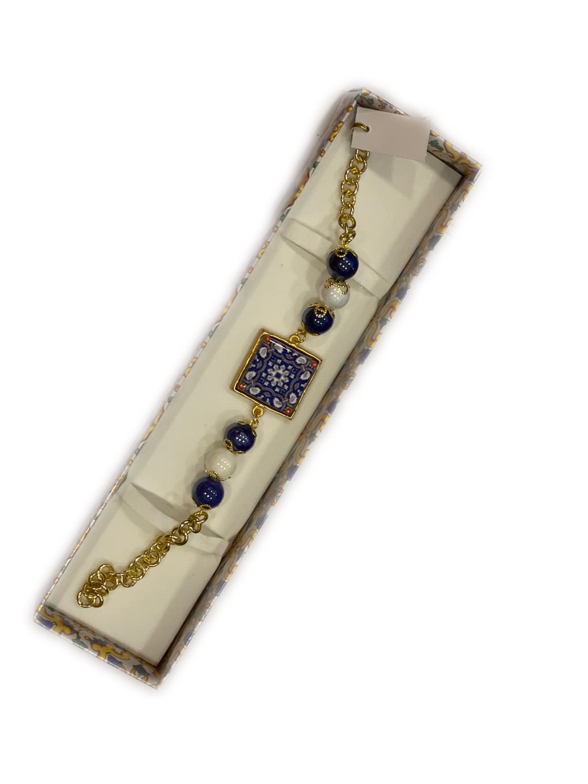 BRACCIALE COLLEZIONE SICILIA PIETRA LAVICA QUADRATA