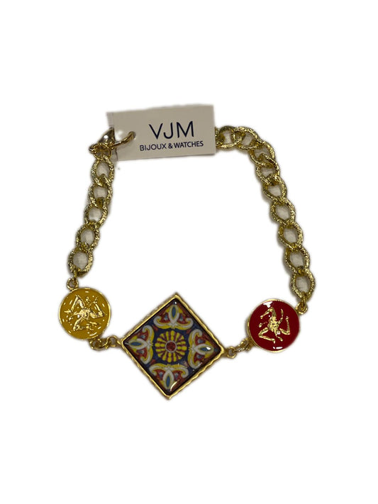 BRACCIALE COLLEZIONE SICILIA PIASTRELLA + SFERA IN CERAMICA SMALTATE