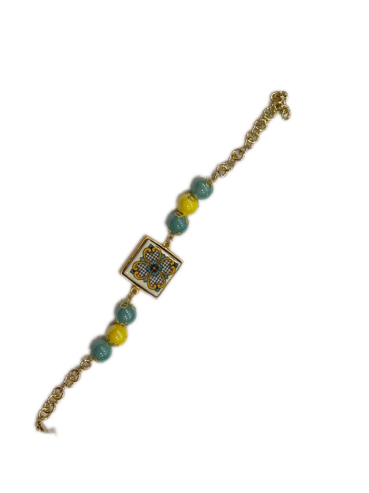 BRACCIALE COLLEZIONE SICILIA PIETRA LAVICA QUADRATA