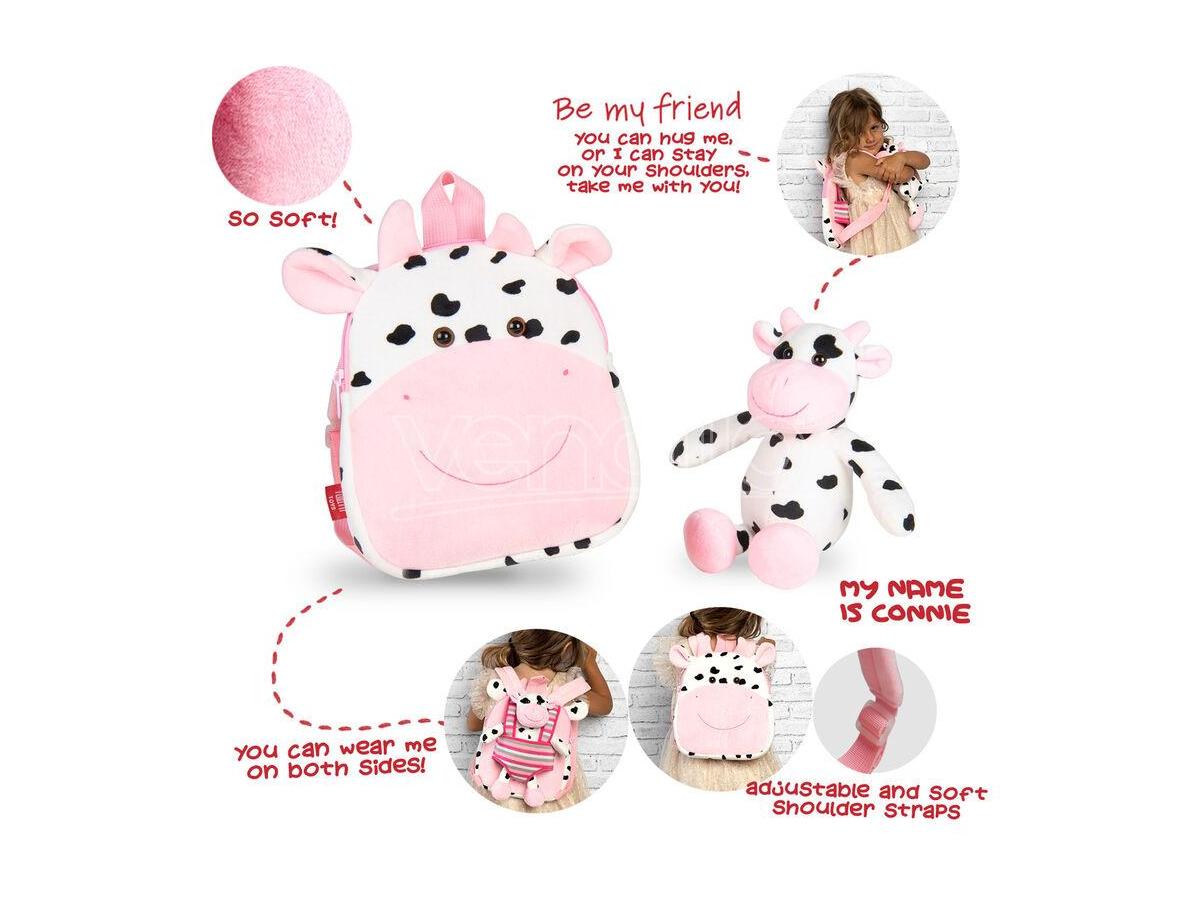 Connie Cow Reversible Zaino Con Peluche 25cm Perletti