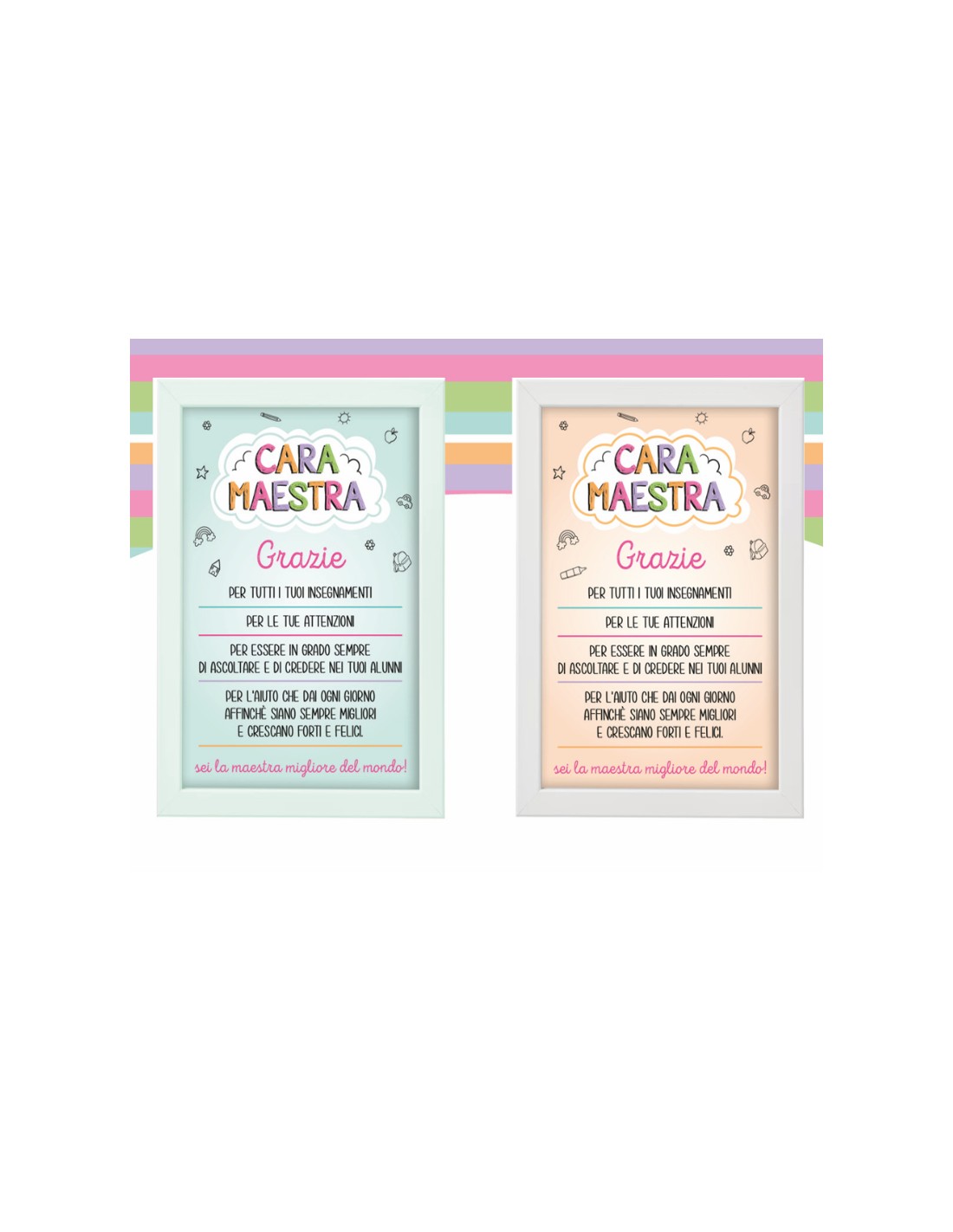 Cornice Decorazione Parete Con Dedica Maestra Assortita