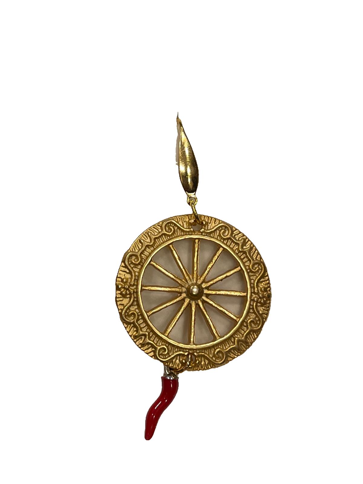 ORECCHINI COLLEZIONE SICILIA CON RUOTE BASE ORO E PIETRE