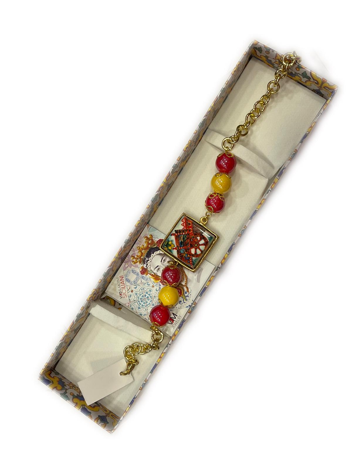 BRACCIALE COLLEZIONE SICILIA PIETRA LAVICA QUADRATA
