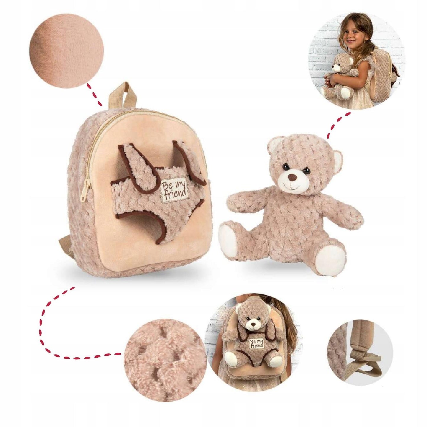 Milly Bear Zaino Con Peluche 26cm Perletti