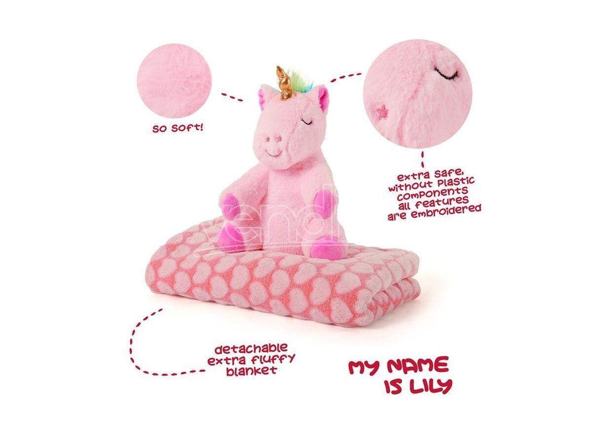COPERTINA + PELUCHE LILY UNICORN PERLETTI TOYS