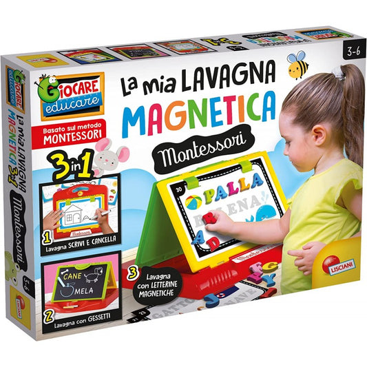 Lisciani Giochi - Montessori la Lavagnona Magnetica, 3 Lavagne in 1,