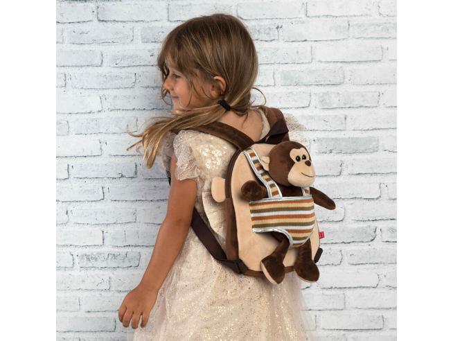 Max Monkey Reversible Zaino Con Peluche 25cm Perletti