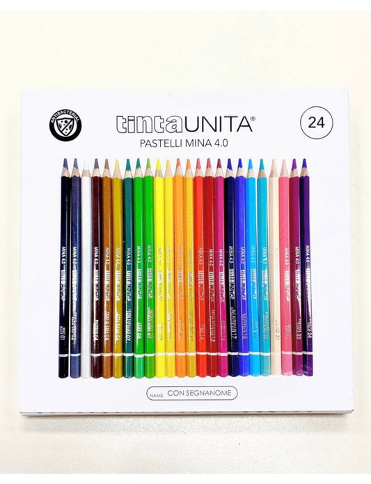 PASTELLI A COLORI DA 24 CON MINA 4 mm TINTA UNITA
