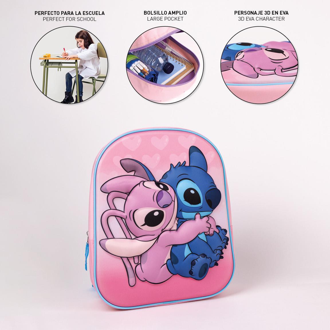 Disney Stitch 3d Angel Zaino 31cm ROSA