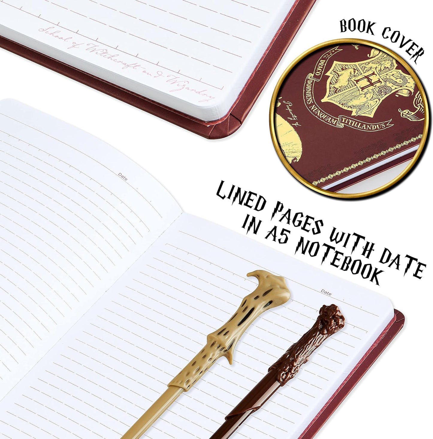 HARRY POTTER Cartoleria, Scatola di carta da lettera, taccuino, penna baguette, adesivi, buste, idea regalo per ragazza e ragazzo, con scatola ricordo