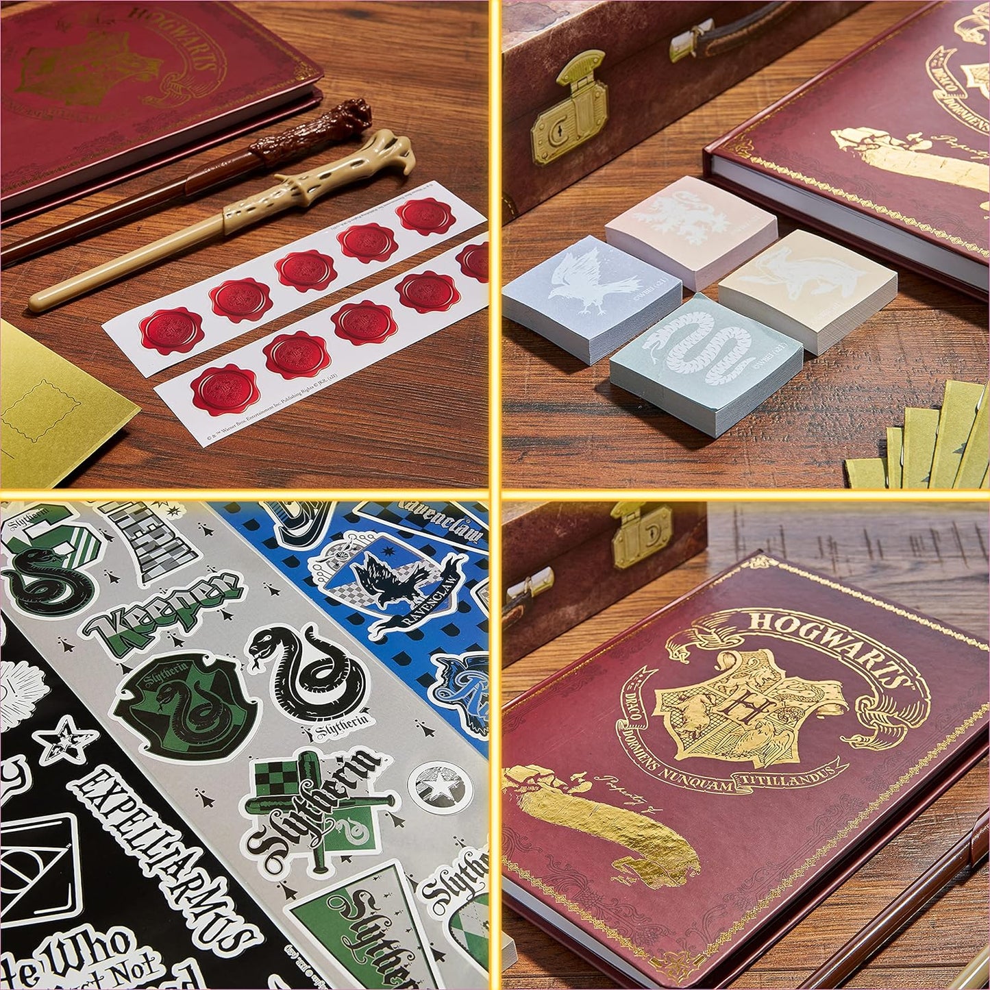 HARRY POTTER Cartoleria, Scatola di carta da lettera, taccuino, penna baguette, adesivi, buste, idea regalo per ragazza e ragazzo, con scatola ricordo