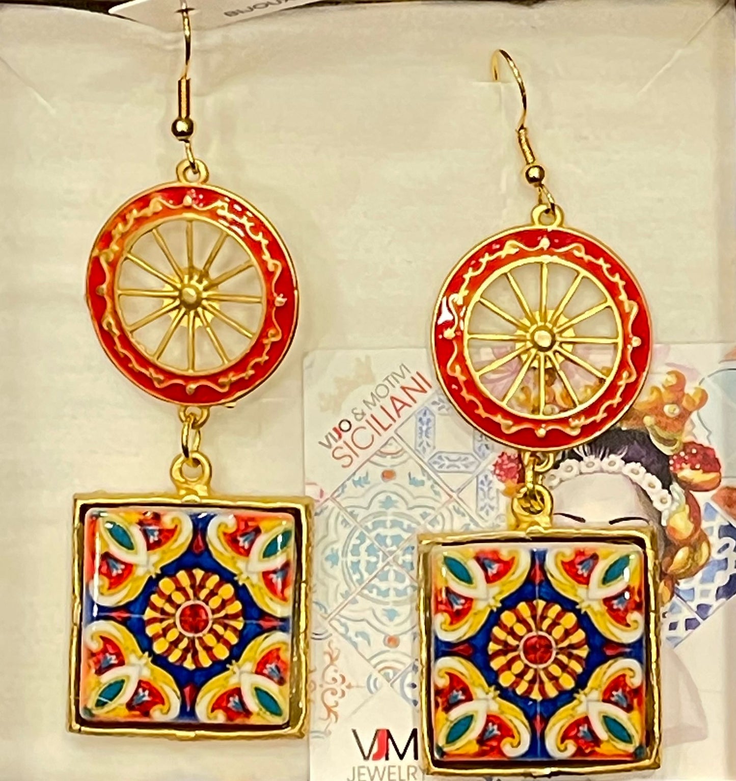 ORECCHINI COLLEZIONE SICILIA PIASTRELLA IN CERAMICA