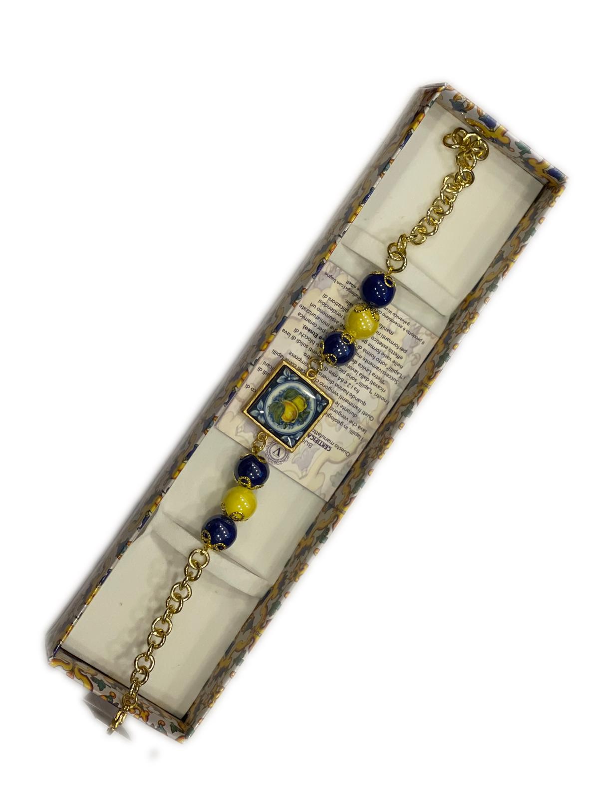 BRACCIALE COLLEZIONE SICILIA PIETRA LAVICA QUADRATA