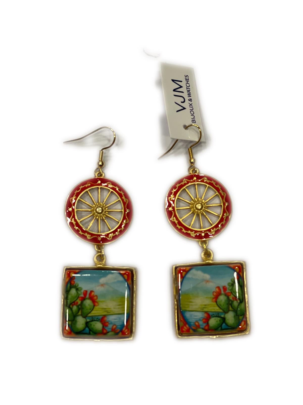 ORECCHINI COLLEZIONE SICILIA PIASTRELLA IN CERAMICA