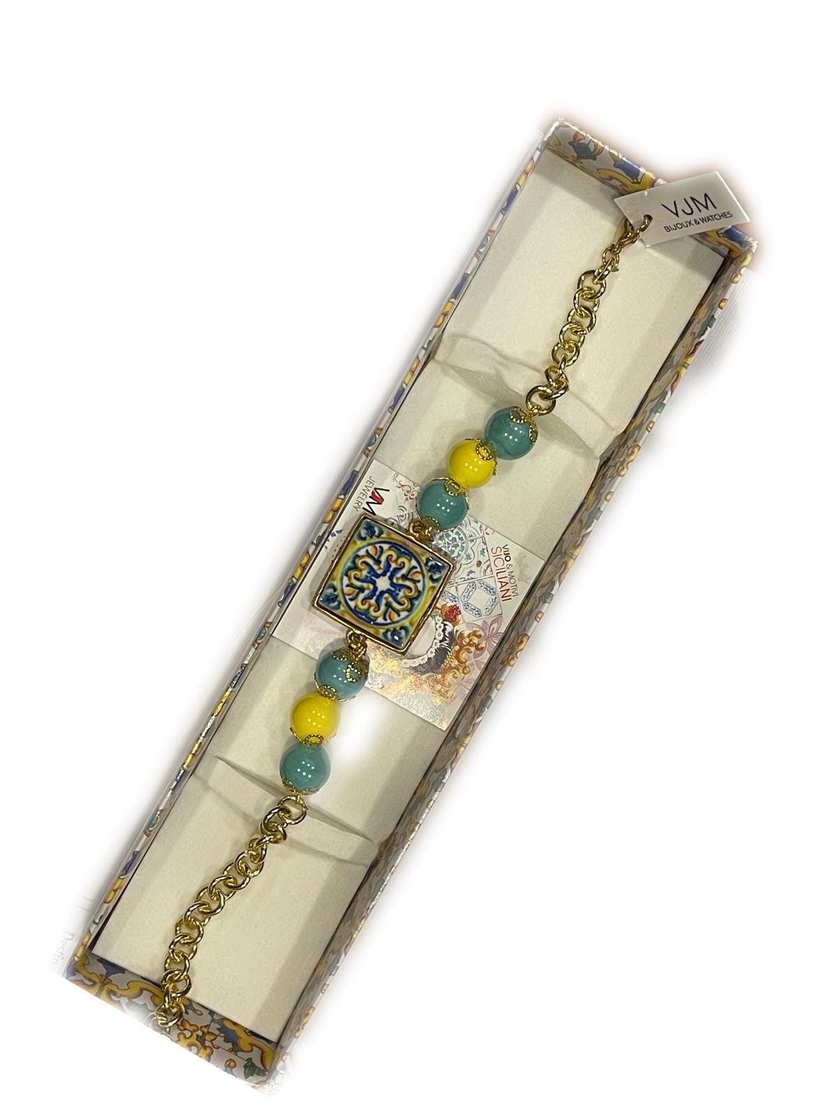 BRACCIALE COLLEZIONE SICILIA PIETRA LAVICA QUADRATA