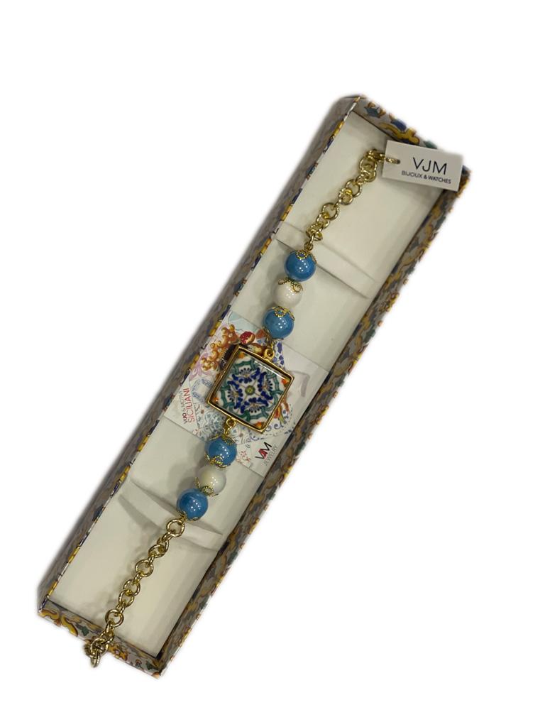 BRACCIALE COLLEZIONE SICILIA PIETRA LAVICA QUADRATA
