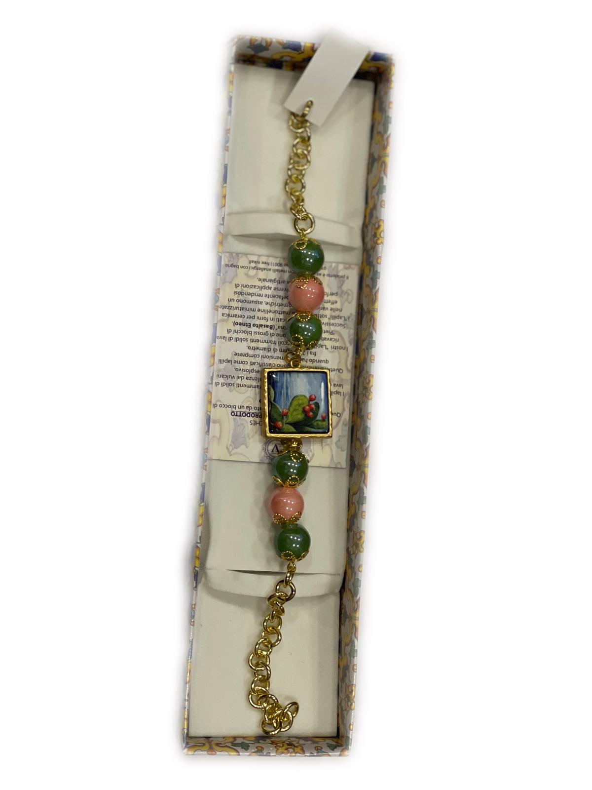 BRACCIALE COLLEZIONE SICILIA PIETRA LAVICA QUADRATA