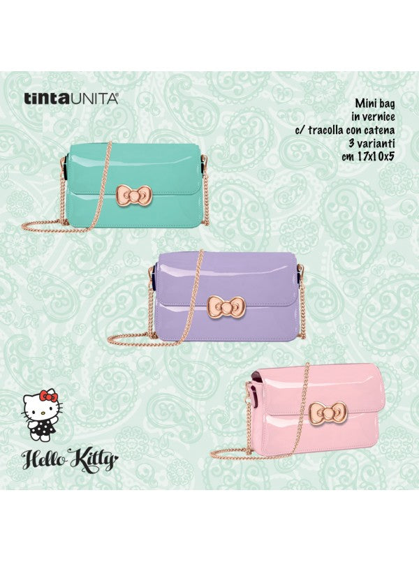 Mini Bag Borsa Vernice Tinta Unita Hello Kitty Lucida catena dorata