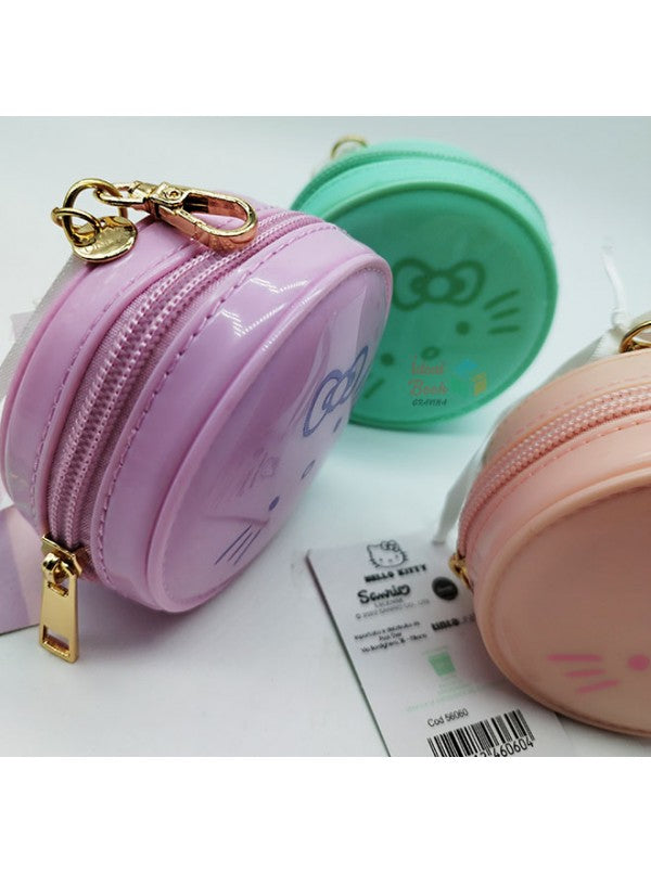Porta Tutto Monete Chiavi Vernice Tinta Unita Hello Kitty Lucida Moschettone