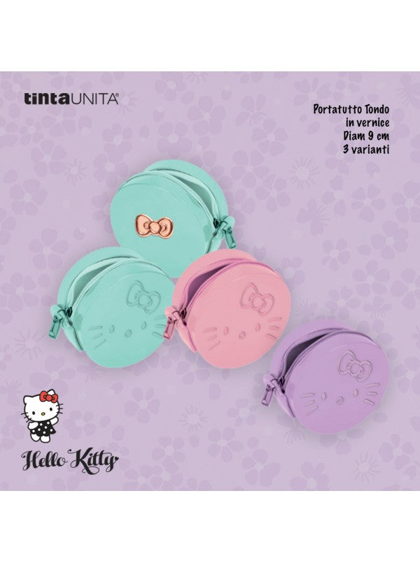 Porta Tutto Monete Chiavi Vernice Tinta Unita Hello Kitty Lucida Moschettone