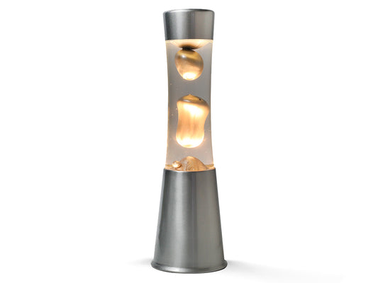 Lampada Lava base Silver liquido Rosa 30 cm