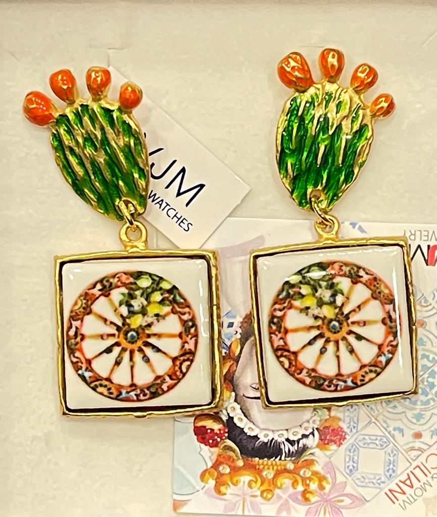ORECCHINI COLLEZIONE SICILIA PIASTRELLA IN CERAMICA