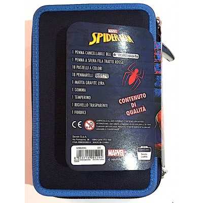 ASTUCCIO 3 ZIP triplo scomparto SPIDERMAN seven TRE PIANI accessoriato UOMO RAGNO marvel