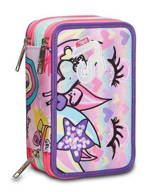 Astuccio scuola 3 zip SJ Animal Unicorno