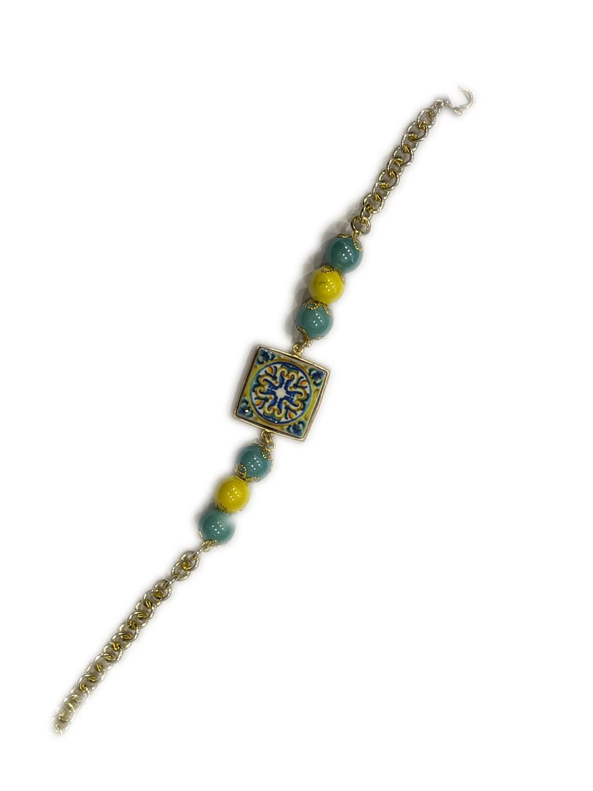 BRACCIALE COLLEZIONE SICILIA PIETRA LAVICA QUADRATA