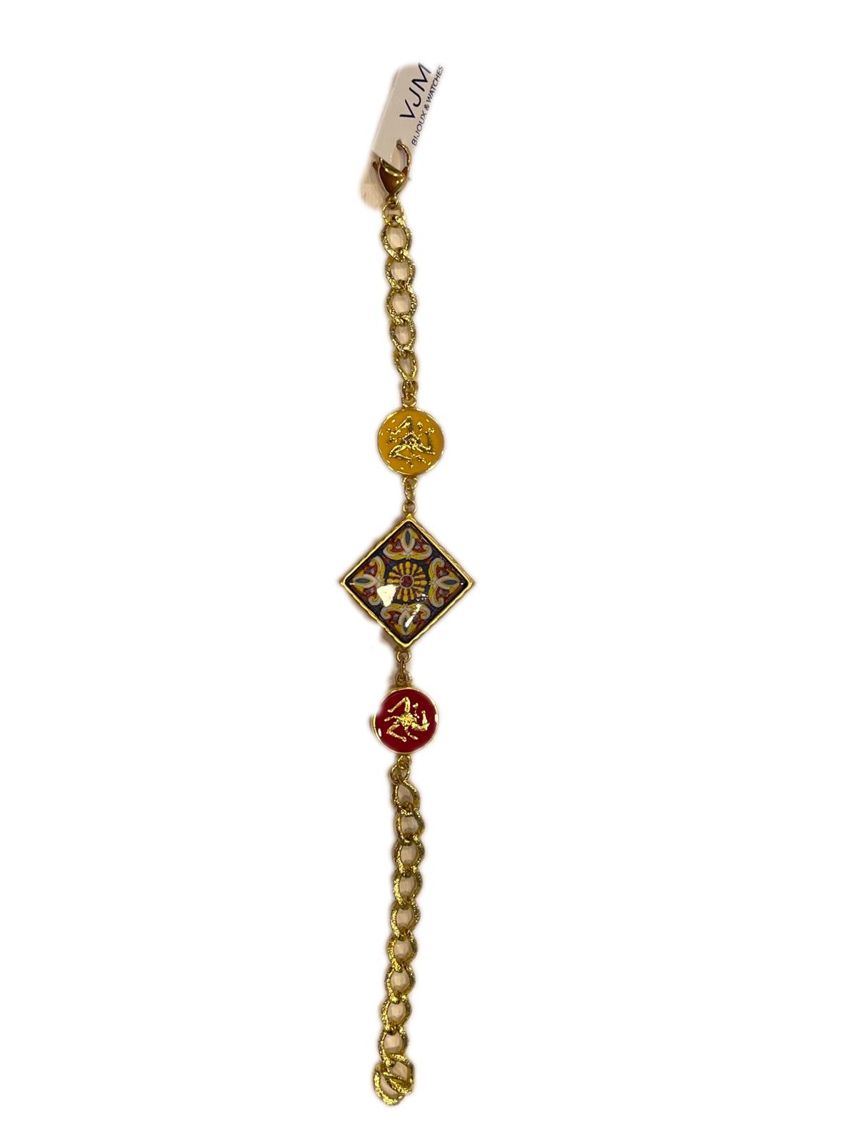 BRACCIALE COLLEZIONE SICILIA PIASTRELLA + SFERA IN CERAMICA SMALTATE