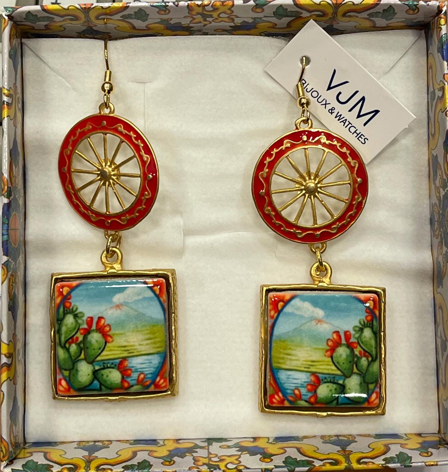 ORECCHINI COLLEZIONE SICILIA PIASTRELLA IN CERAMICA